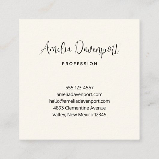 Stijlroze en blauwe ventilator Bouquet Vierkante Visitekaartje (Achterkant)