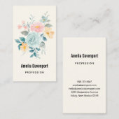 Stijlroze en blauwe ventilator Bouquet Visitekaartje (Voorkant / Achterkant)