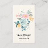 Stijlroze en blauwe ventilator Bouquet Visitekaartje (Voorkant)