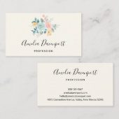 Stijlroze en blauwe ventilator Bouquet Visitekaartje (Voorkant / Achterkant)