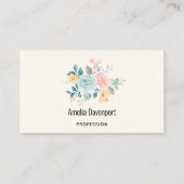 Stijlroze en blauwe ventilator Bouquet Visitekaartje (Voorkant)