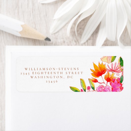 Stijlroze en Oranje Waterverf Etiket (Insitu)