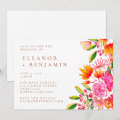 Stijlroze en Oranje Waterverf Kaart (Voorkant / Achterkant)