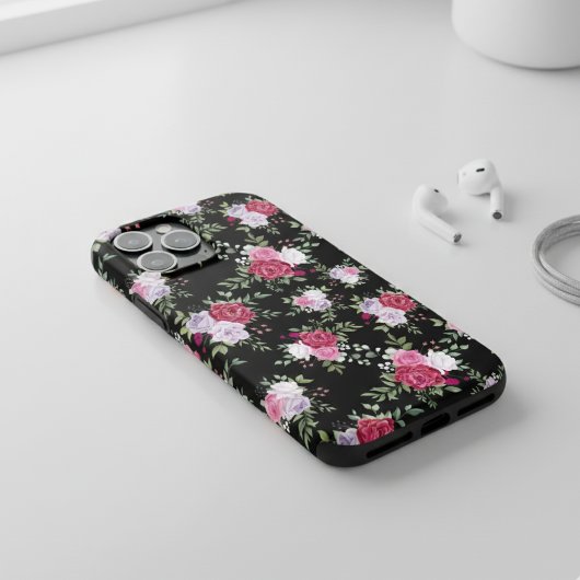 Stijlroze en rode bloemen  Botanisch Case-Mate iPhone Case