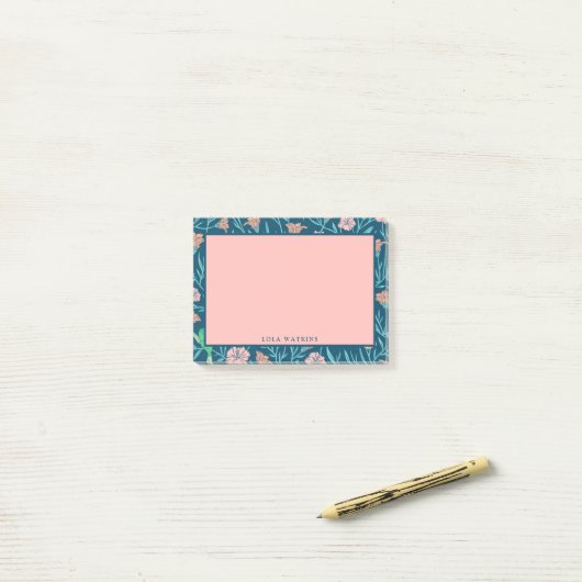 Stijlroze Floral Pattern Post-it® Notes (Op bureau)