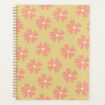 Stijlroze Floral Pattern Yellow Planner<br><div class="desc">Stijlvol roze bloempatroon met schattige roze bloemen op een gele achtergrond. Exclusief voor u ontworpen door Happy Dolphin Studio!</div>
