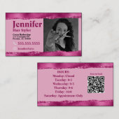 Stijlroze foto-Visitekaartje met QR-code Visitekaartje (Voorkant / Achterkant)