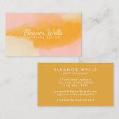 Stijlroze gele Abstracte Waterverf Aangepast Visitekaartje (Voorkant / Achterkant)