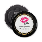 Stijlroze Kissy Lips w/ xoxo! Bedankt Button Flesopener (Voorkant)