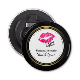 Stijlroze Kissy Lips w/ xoxo! Bedankt Button Flesopener