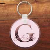 Stijlroze letter G Roos Gold Metallic monogram Sleutelhanger (Voorkant)