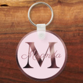 Stijlroze letter M Roos Gold Metallic monogram Sleutelhanger (Voorkant)