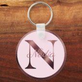 Stijlroze letter N Roos Gold Metallic monogram Sleutelhanger (Voorkant)
