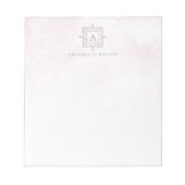 Stijlroze marmer monogram notitieblok (Voorkant)