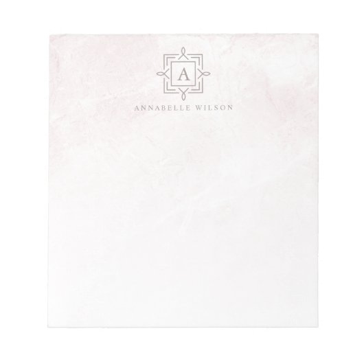 Stijlroze marmer monogram notitieblok (Voorkant)