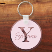 Stijlroze metalen Roos Gold Monogram Letter Y Sleutelhanger (Voorkant)