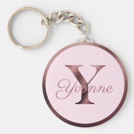 Stijlroze metalen Roos Gold Monogram Letter Y Sleutelhanger