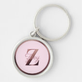 Stijlroze metalen Roos Gold Monogram Letter Z Sleutelhanger (Voorkant)