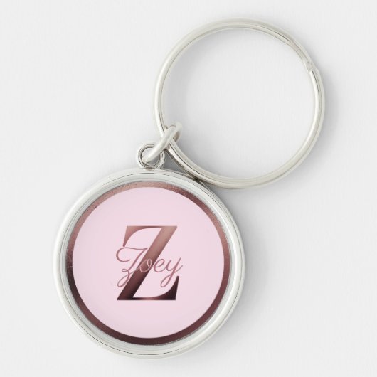 Stijlroze metalen Roos Gold Monogram Letter Z Sleutelhanger (Voorkant)