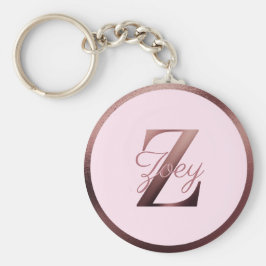 Stijlroze metalen Roos Gold Monogram Letter Z Sleutelhanger