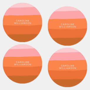 Stijlroze Oranje Abstracte strepen, speciaal aange Labels