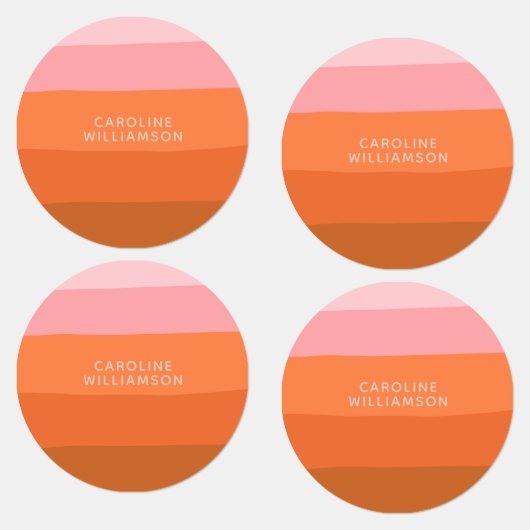 Stijlroze Oranje Abstracte strepen, speciaal aange Labels (Groep)