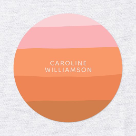 Stijlroze Oranje Abstracte strepen, speciaal aange Labels (Design 2)