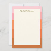 Stijlroze Oranje Abstracte Stripes Script-naam Notitiekaartje (Voorkant)