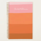 Stijlroze Oranje Abstracte Stripes Script-naam Planner (Voorkant)
