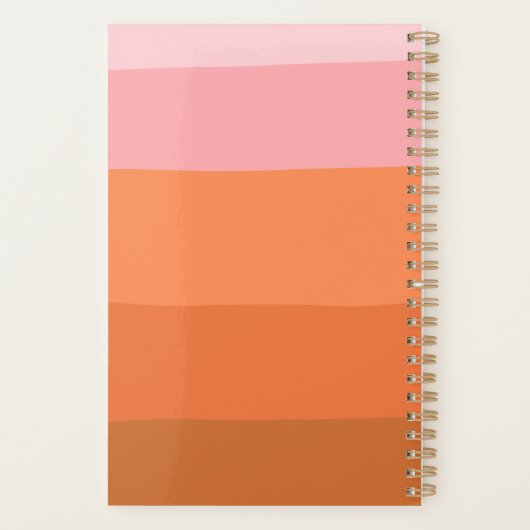 Stijlroze Oranje Abstracte Stripes Script-naam Planner (Achterkant)