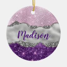 Stijlroze Paarse glittery Silvic-monogram