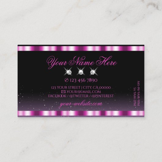 Stijlroze Paarse zwarte peuken luxe juwelen Visitekaartje (Achterkant)