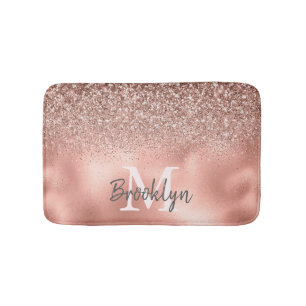 Stijlroze roze goudglitter Confetti monogram Badmat