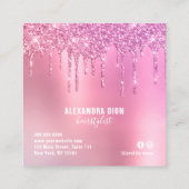Stijlroze roze goudglitter druppelt schaar haar vierkante visitekaartje