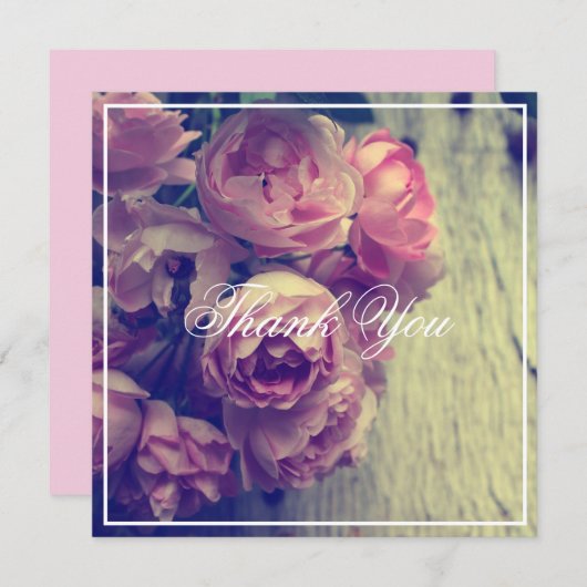 Stijlroze rozen Bedankkaart (Voorkant / Achterkant)