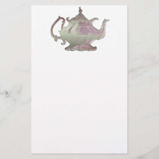 Stijlroze theepot Briefpapier (Voorkant)