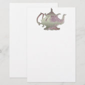 Stijlroze theepot Briefpapier (Voorkant / Achterkant)