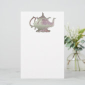 Stijlroze theepot Briefpapier (Staand voorkant)