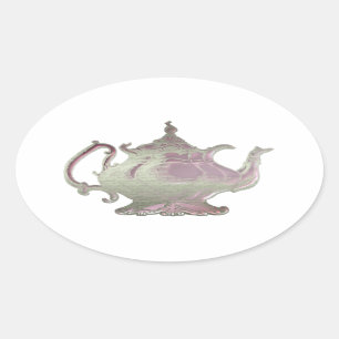  Stijlroze theepot Ovale Sticker