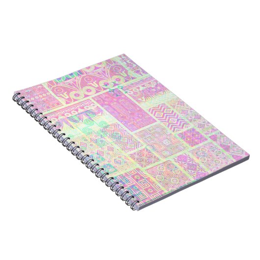  Stijlroze, vaag, vierkant patroonspiraal Notitieboek (Rechterzijde)