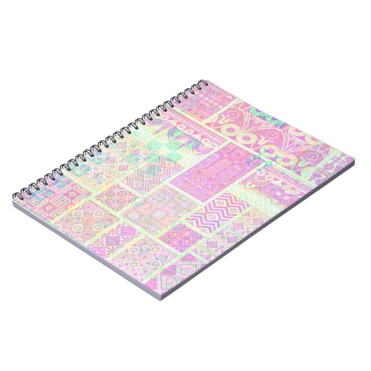 Stijlroze, vaag, vierkant patroonspiraal Notitieboek (Linkerzijde)