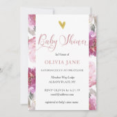 Stijlroze Waterverf Floral Baby shower uitnodigen Kaart (Voorkant)