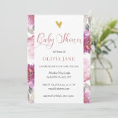 Stijlroze Waterverf Floral Baby shower uitnodigen Kaart (Staand voorkant)