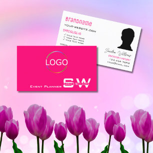 Stijlroze wit met monogram Logo en foto Visitekaartje