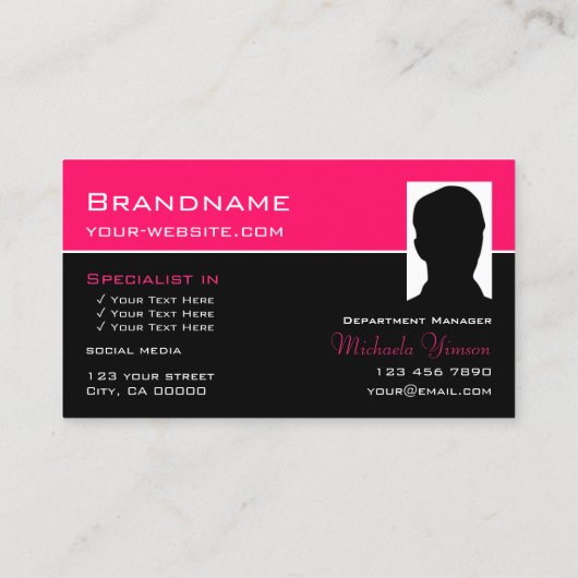 Stijlroze zwart met Logo en fotoprofessioneel Visitekaartje (Achterkant)