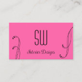 Stijlroze zwart  met monogram en foto visitekaartje (Voorkant)