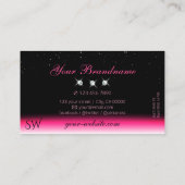 Stijlroze zwarte ombre Sparkle Diamonds Monogram Visitekaartje (Achterkant)