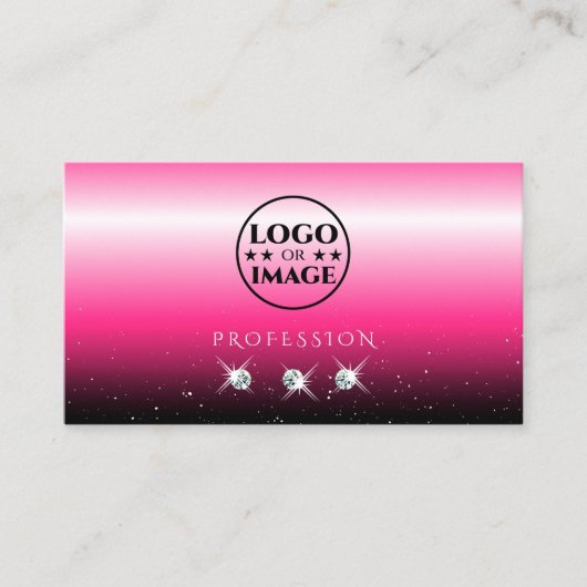 Stijlroze zwarte ombre Sparkle Diamonds voegt Logo Visitekaartje (Voorkant)