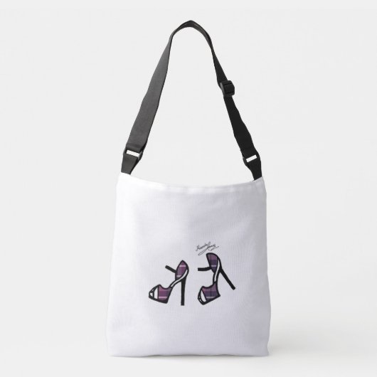 Stijlschoenen afdrukken - Eggplant-geplakt Crossbody Tas (Voorkant)