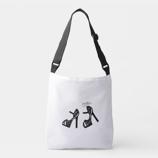 Stijlschoenen afdrukken - zwart geplakt crossbody tas (Voorkant)